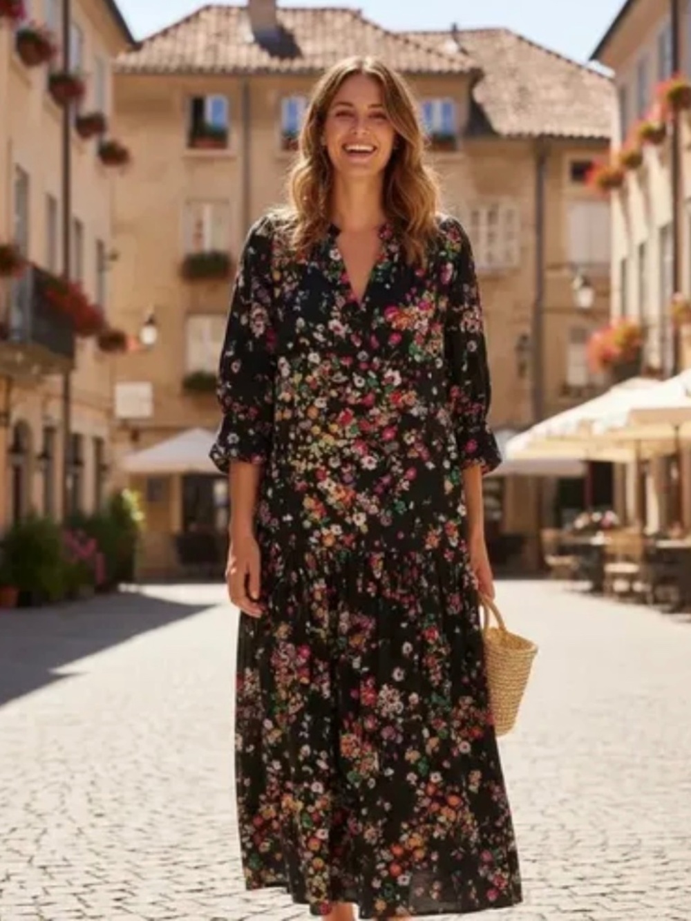 H&M Black Floral Maxi Dress